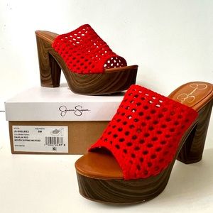 Jessica Simpson Shelbie Platform Slide Red Sandal Size 9